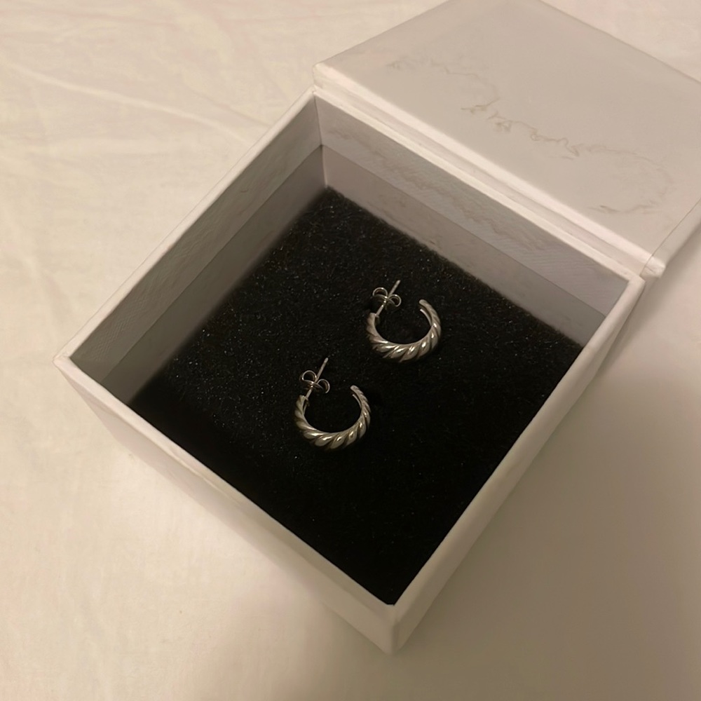 Mejuri croissant dome hoop earrings in sterling silver